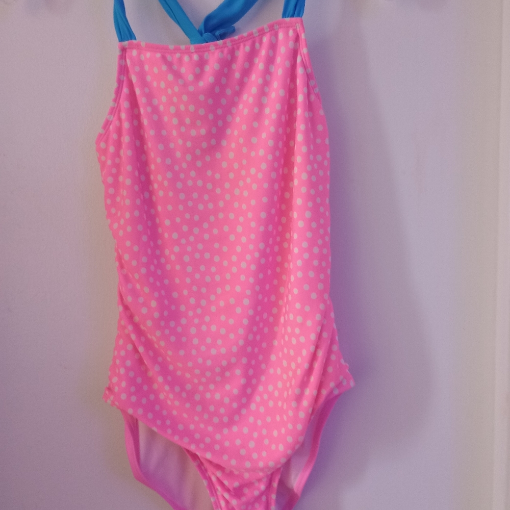 Cat & Jack Girls' Polka Dot One Piece Swimsuit - Cat & Jack Pink XL